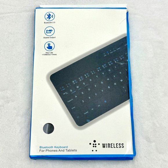 Bluetooth Keyboard for Phones & Tablets 7" Wireless Black - Picture 4 of 9